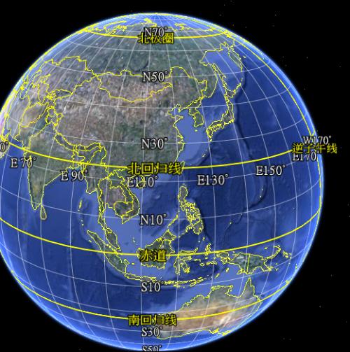 地球各个纬度半径求法_地球经纬度划分图_地球经度与纬度